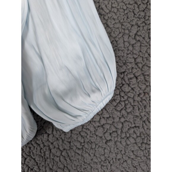 Lane Bryant Plus Size Top Blue Size 14/16 V-Neck Ties Peasant Ruffles Pleated - Picture 6 of 12